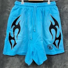 Hellstar blue FLAME shorts ヘルスター ハーフパンツ - メルカリ
