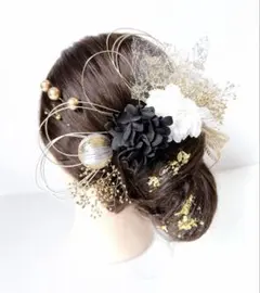 no.5034 成人式　卒業式　髪飾り　成人式髪飾り　ヘアアクセ　金箔　袴　紐