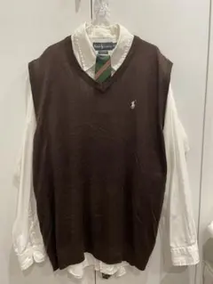 90s Ralph Lauren ブラウン Vネック ベスト