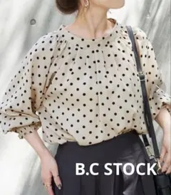 Ｂ.C.STOCK simplicite ドット柄 ブラウス 五分袖 七分袖
