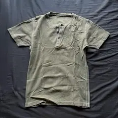00s OLD UNIQLO 半袖シャツ　カーキ　グランジ　y2k 短丈