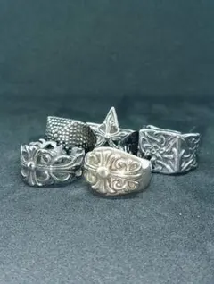 ​【豪華5点セット】ゴシックリングまとめ売り（スター/キーパー/ケルティック）
