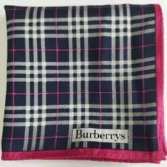 未使用Burberrys チェック柄ハンカチ ネイビー ピンク