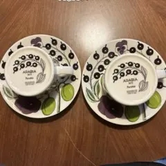 ARABIA アラビア　パープル　パラティッシ　カップ&ソーサー　2客