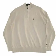 ノーティカ ハーフジップ コットン ニットセーター ロゴ刺繍 薄手x39①