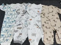 ベビーロンパース４点セット②　 ７０サイズ　カバーオール　クマ　恐竜　雲　犬