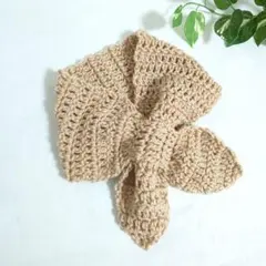リボン マフラー ハンドメイド ベージュ ④