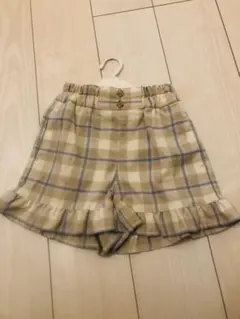 ベージュ系チェックフリルショートパンツ120cm