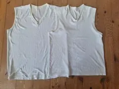 メンズ タンクトップ 白 2枚セット Vネック インナー　肌着　M