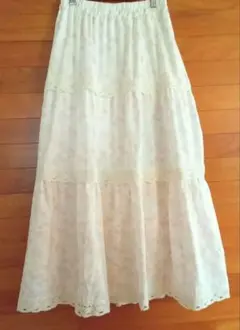 花柄レース フレアロングスカートスカート　フリーサイズ