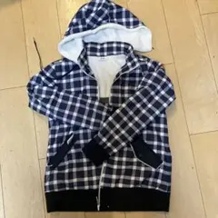 ネイビーとホワイトのチェック柄ジャージ