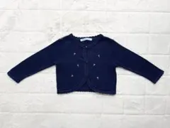 familiar ファミリア 長袖カーディガン 花刺繍 ネイビー 80サイズ