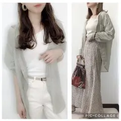 新品同様ローリーズファーム　バンドカラーブラウス　シアーブラウス　ロングシャツ