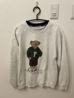 古着クマプリント グレー スウェット M