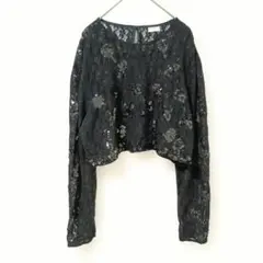 オットーコレクション　黒 レース クロップドトップス スパンコール　13