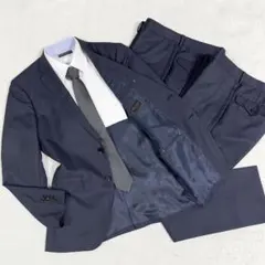 美品✨スーツカンパニー セットアップスーツ 3点セット ストライプ ネイビー M