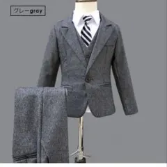 新品未使用　子供用　グレー チェック柄 スーツセット 120 おまけ付き