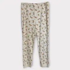 ディズニーストア 総柄 イージーパンツ 裾リブ L/XL 白 綿 部屋着