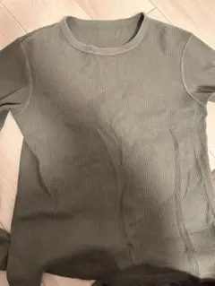 リブ編み長袖Tシャツ Sサイズ オリーブグリーン