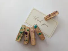 押し花レジン 木製クリップ 5個セット ナチュラルフラワー