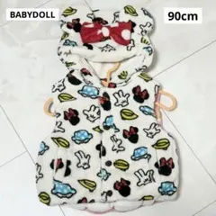 【 美品 】BABYDOLL モコモコ 耳付きベスト ミニーちゃん 90cm