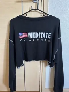 メッセージプリント クロップド長袖Tシャツ