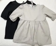 2色セットパフスリーブ バックリボン ペプラムブラウス　インフィニティオーロラ