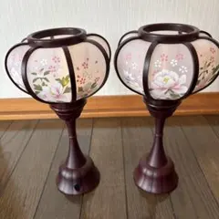 분재 랜턴, 2개 세트, 벚꽃과 모란 무늬 모던 랜턴