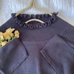新品★サマンサモスモス ★タートルネックニット＊リブフリル＊マシンウォッシャブル