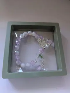 ラベンダー ホワイト 天然石 ブレスレット