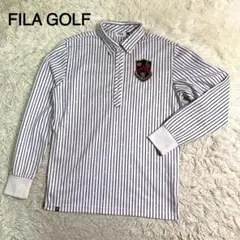 FILA GOLF ストライプ柄 ボタンダウン 長袖 ポロシャツ