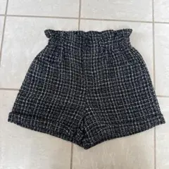 カジュアルショートパンツ ブラック系 ツイード風