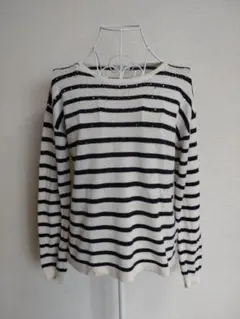 アースミュージック＆エコロジー　ビーズ入りボーダーニット　F フォロー割り有り