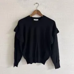 【OPAQUE.CLIP 】ブラック フリルニット 長袖