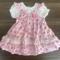 クーラクール イチゴ柄フリルワンピース 80cm