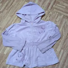 薄紫色フリースジャケット フード付き