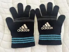 adidas ニットグローブ 手袋 ブラック 水色