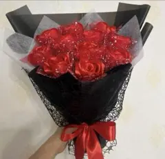 11本赤バラブーケ　リボンバラ　枯れない薔薇 プレゼント お祝い　好きな人へ