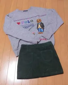 緑　コーデュロイ　ポケット付　スカート