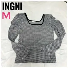 INGNI M チェック柄パフスリーブTシャツ 春服 トップス インナーにも