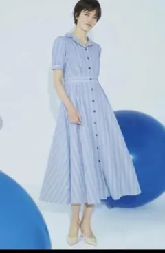 kate spade ストライプド ミディ シャツ ドレス XS - メルカリ