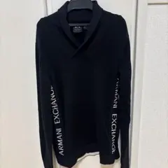 ARMANI EXCHANGE ショールカラー ニット ブラック
