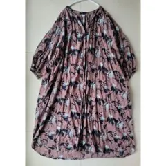 【h.b】総柄パフスリーブロングワンピース 大きいサイズ 花柄