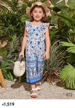 SHEIN　フリル付き花柄トップスとワンピースセット 7Y