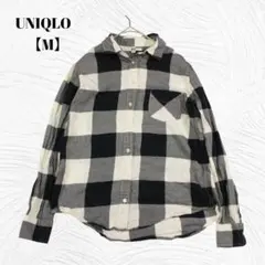美品✨️UNIQLO ユニクロ【M】モノトーン フランネル チェック 長袖