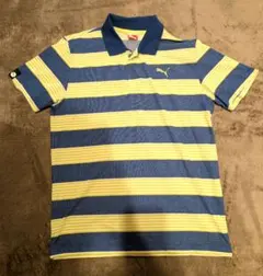 Puma プーマ ストライプ ポロシャツ 青/黄