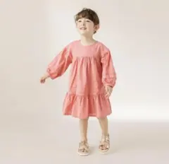 【新品タグ付き】プティマイン　タックフリルワンピース　80