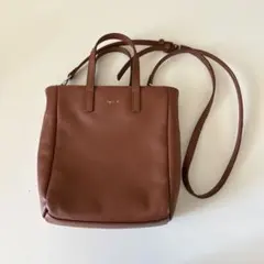 agnes b. アニエスベー　2way レザーショルダーバッグ　ブラウン