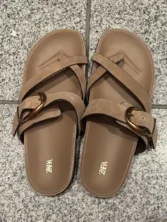 ZARA サテンキトゥンヒールサンダル 35 - メルカリ