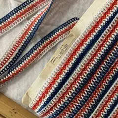 ビンテージ　トリコロール　コットン　レース　リボン　2センチ×300センチ